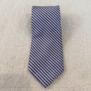 Classic Blue and White Diagonal Stripe Tie - Men's Accessory